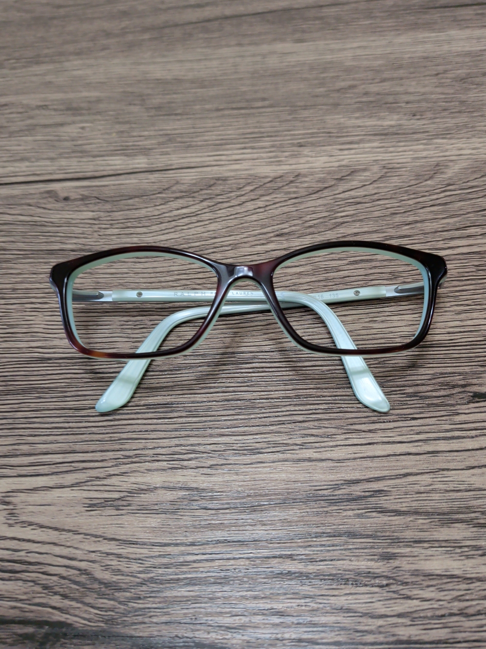 Ralph Lauren Women's Two-Tone Brown and Light Blue Rectangular Glasses